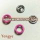 Bright-coloured metal prong ring snap fasteners for baby wear