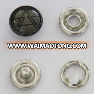 10mm metal brass antique custom silkprint pearl prong snap button for clothing