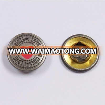 15mm Fashion High Quality Custom metal press snap button for jeans jacket